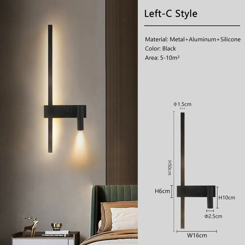 Modern LED Wall Lamps with Switch for Bedroom Indoor LED Wall Lights with 350° Rotatable Spotlight for Kitchen Dinning Room Home
