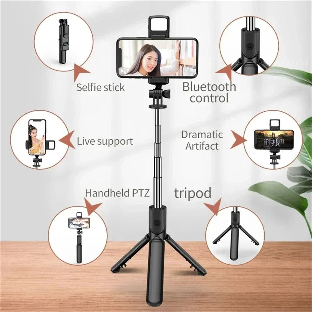 Wireless Bluetooth Selfie Stick Tripod Stand Extendable Universal Mobile Phone Holder For Live Streaming Selfie Video Recording