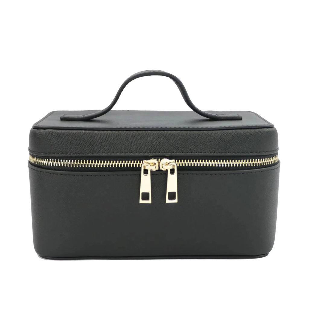 Custom Name Ladies Saffiano Split Leather Travel Toiletry Case Bag Portable Hanging Makeup Organizer Box Cosmetic Bag For Women