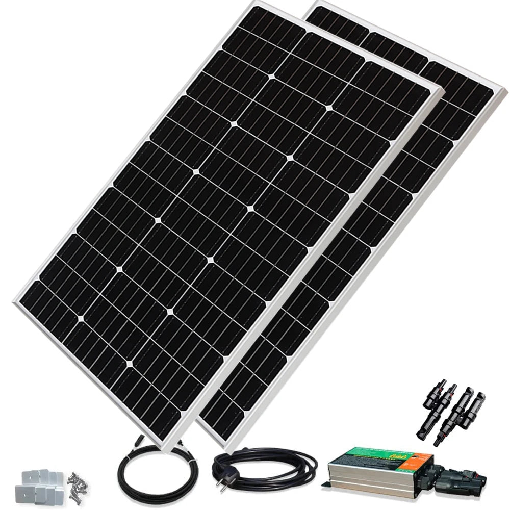 Balcony Solar Panel System 900W 600W 300W -Solar Panels Grid-connected photovoltaics System rigid plug and play home system 220v photovoltaic panel micro inverter for home balcony power EU socket