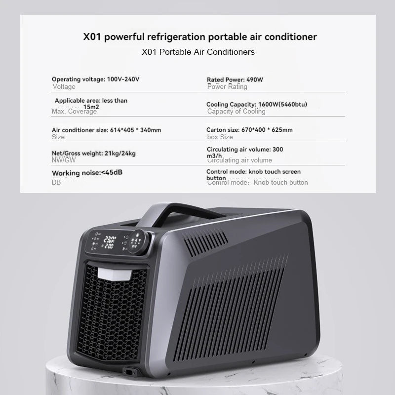 Portable portable air conditioner with integrated compressor, powerful cooling outdoor air conditioner