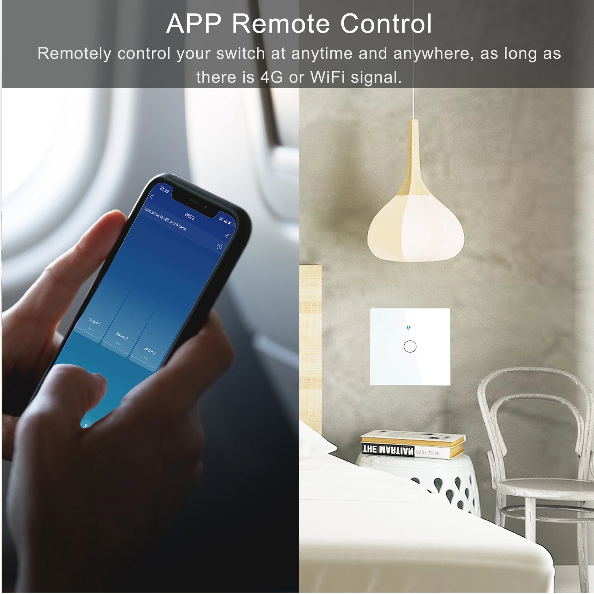 Wifi Smart Light Switch EU 1/2/3Gang Touch Light Switch No Neutral Wire Wall Light Switches Works with Tuya Smart Life App Alexa