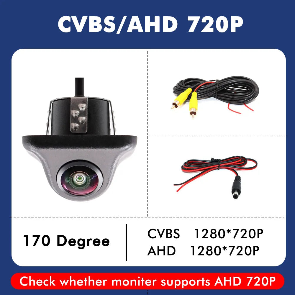 Smartour 4K AHD 1920*1080P Car Reverse Camera Rearview HD Night Vision 180" Fisheye Lens Auto Parking Frontview Assistance