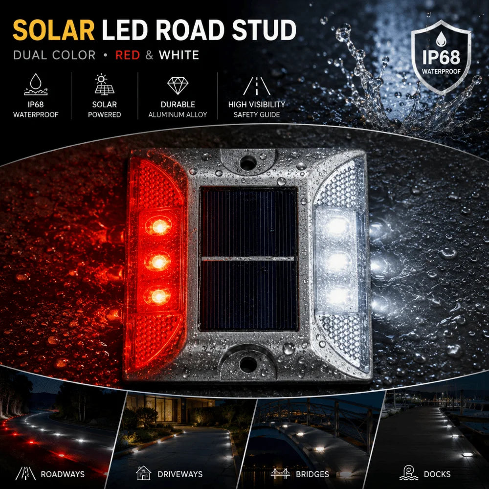 Solar Powered Solar Road Stud Light Outdoor Lighting Durable LED Ground Light Flashing Reflective Traffic Marker Light Garden