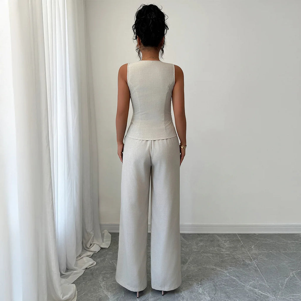 Women's 2026 Spring/summer Casual Chic Urban Hot Girl Color-block Sleeveless Blazer Set Wedding Dress Femme Clothes Lace Beach