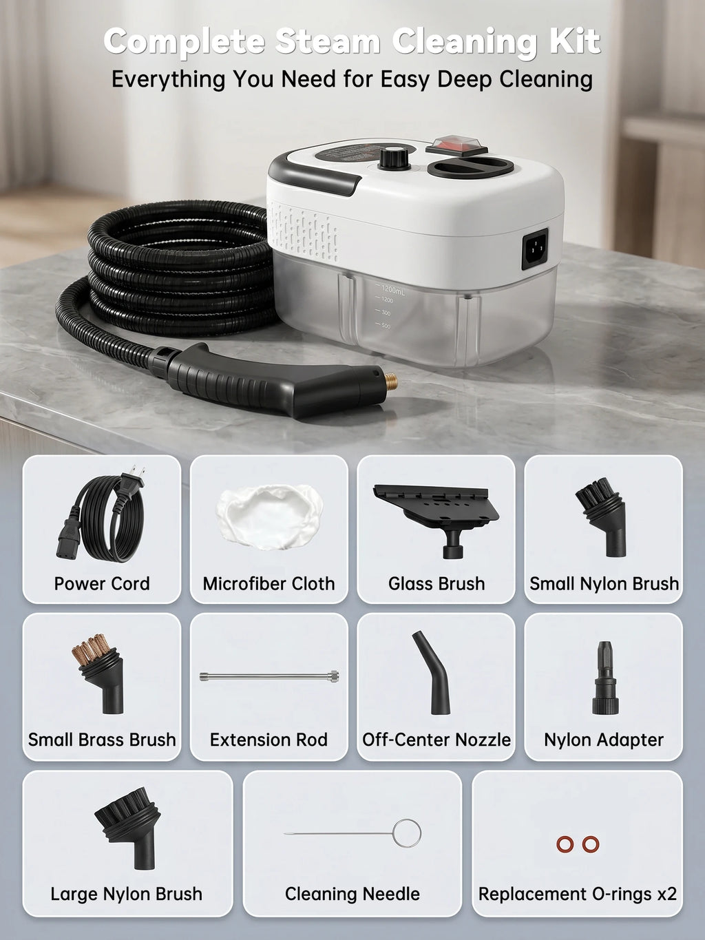 2500W High Temperature Steam Cleaner 110V Portable Handheld Steam Cleaning Machine With Multiple Accessories US Plug