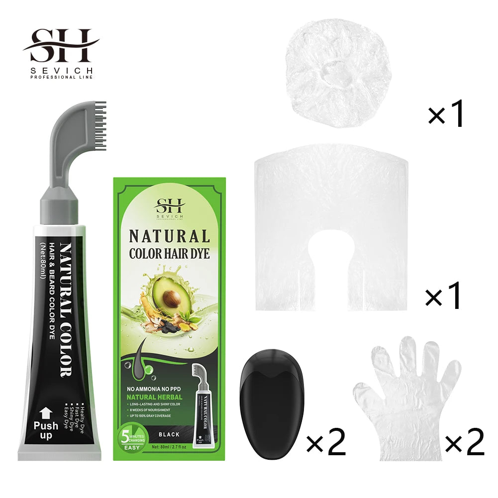 Avocado Fast Hair Dye Black Shampoo with Comb 80ml Black Hair Dye Shampoo with Comb Non-irritating Repair Gray White Hair Care