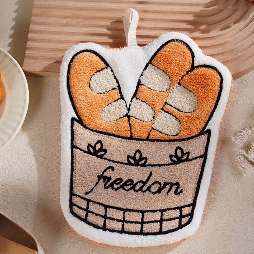 New Coffee Print Hand Towel Kitchen Bathroom Kids Bathing Small Towels Soft Absorbent Tableware Cleaning Hanging Towel