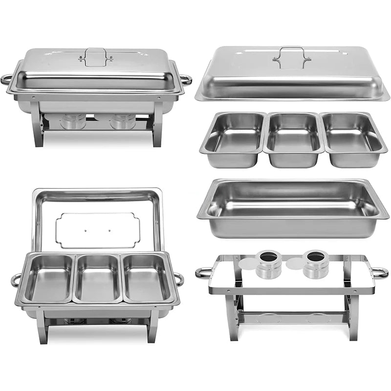 Stainless Steel Buffet Stove Hotel Restaurant Rectangular Folding Alcohol Stove Single/Double/Triple-Tank Buffet Warming Stove