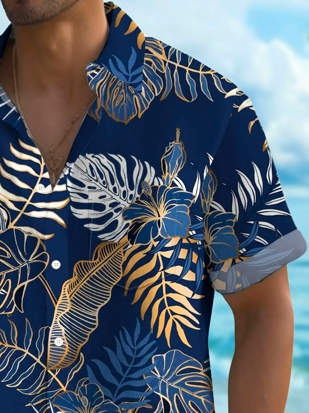 Hawaiian Plant Golden Leaves 3D Print Men's Hawaiian Shirt Outdoor Street Casual Summer Turndown Short Sleeve Polyester Shirt