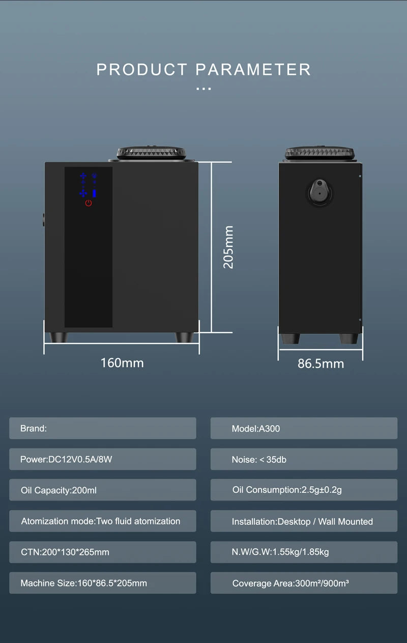 Hot Selling A300 Waterless Scent Diffuser Machine  Electric Essential Oil Diffuser Aroma Diffuser