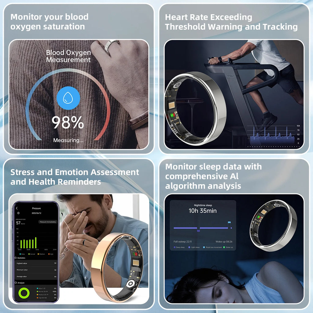 2026 Smart Ring Bluetooth Call Heart Rate Blood Pressure Monitor 5ATM Waterproof Health Ring Men Women For Xiaomi Gift