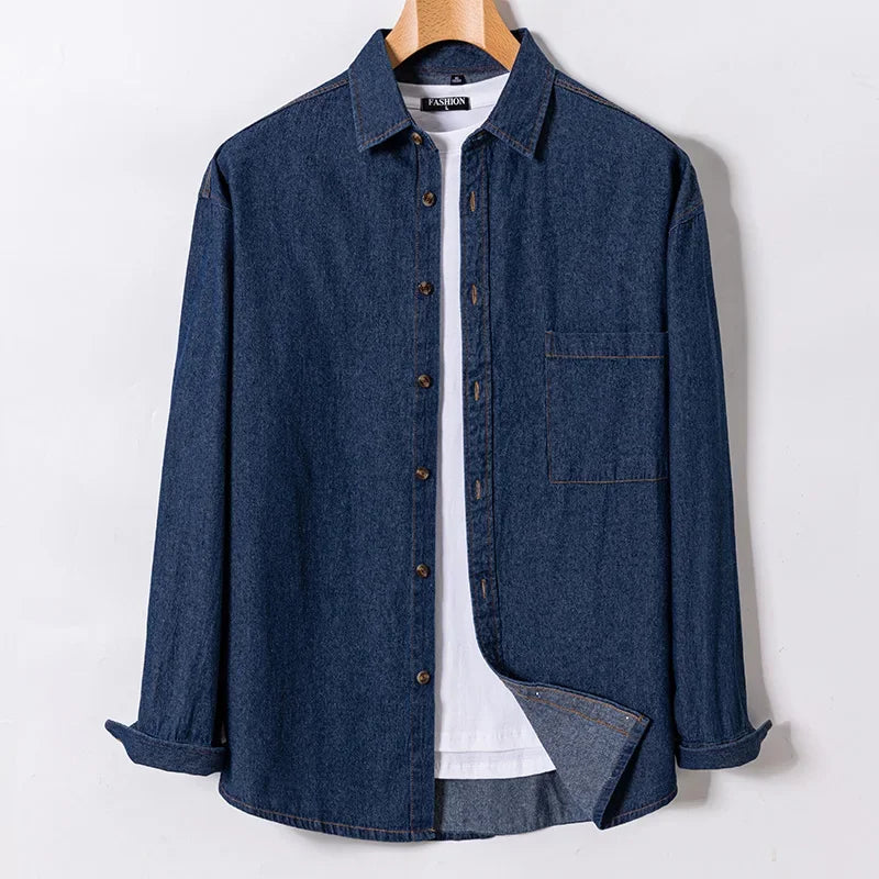 2025 Denim Pure Cotton  Long-Sleeve With Pocket Design Shirt Classic  Fashion Embroider Comfortable Clothes