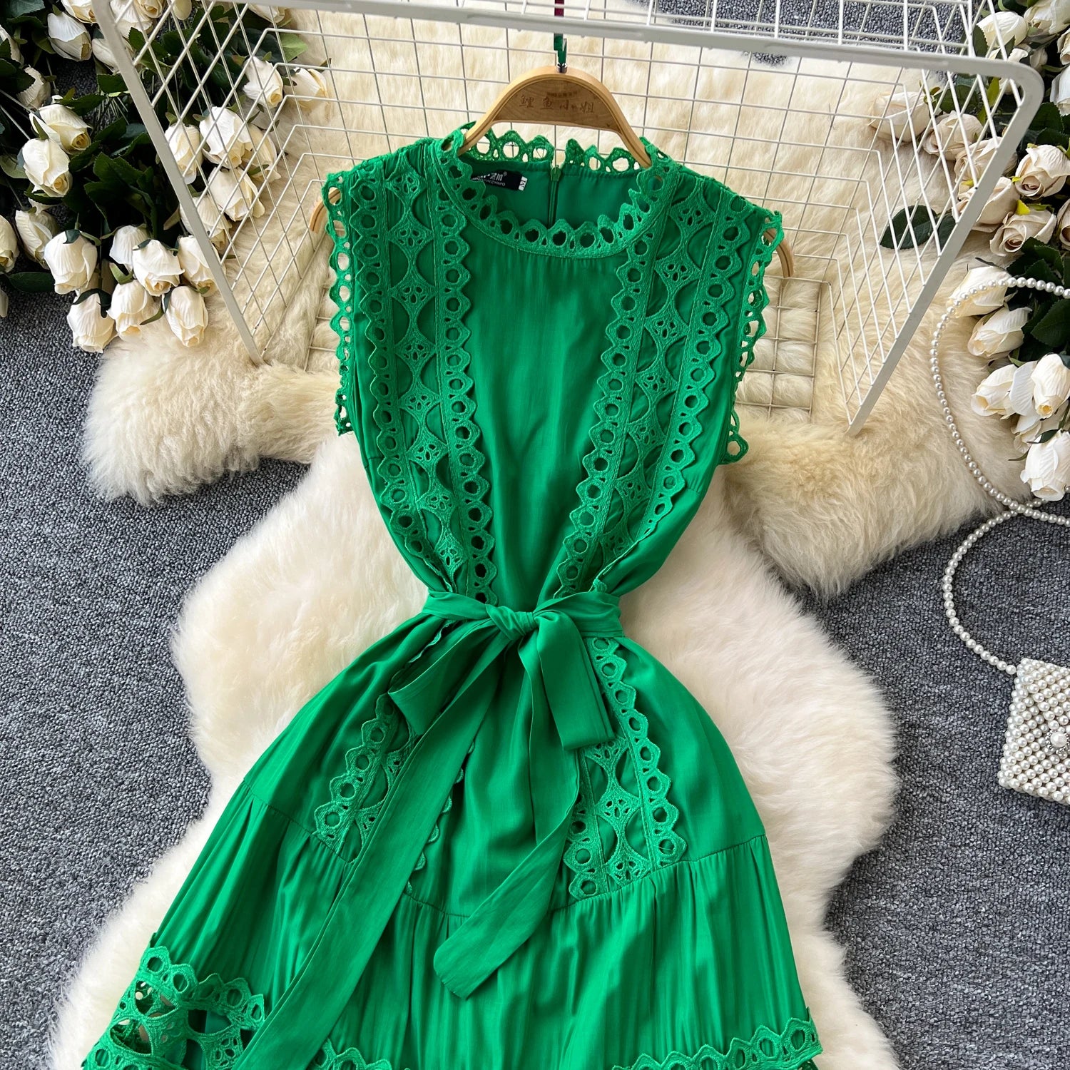 Sexy Hollow Out Embroidery O Neck Sleeveless Bandage Long Dresses Chic Evening Party Summer Vestidos Women Hip Wrap Clothing