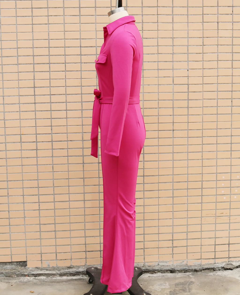 New Spring Women's Long Sleeve Jumpsuits Fashion Casual Button Turn-Down Collar Skinny Bootcut Jumpsuit with Belt Y2K Streetwear