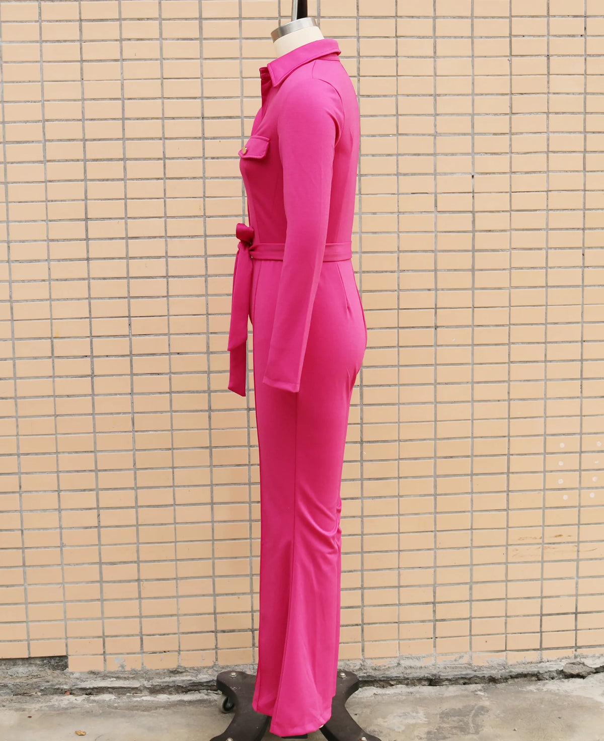 New Spring Women's Long Sleeve Jumpsuits Fashion Casual Button Turn-Down Collar Skinny Bootcut Jumpsuit with Belt Y2K Streetwear