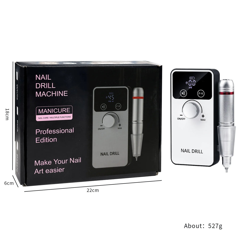 Professional Nail Drill Machine Set 45000RPM Rechargeable Portable Electric Nail File for Manicure Acrylic Gel Nails Salon Tools