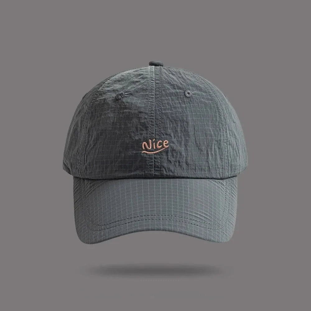 New Plaid Thin Sun Cap Quick-drying Breathable Baseball Cap Adjustable Letter Embroidery Sports Running Cap Men Women