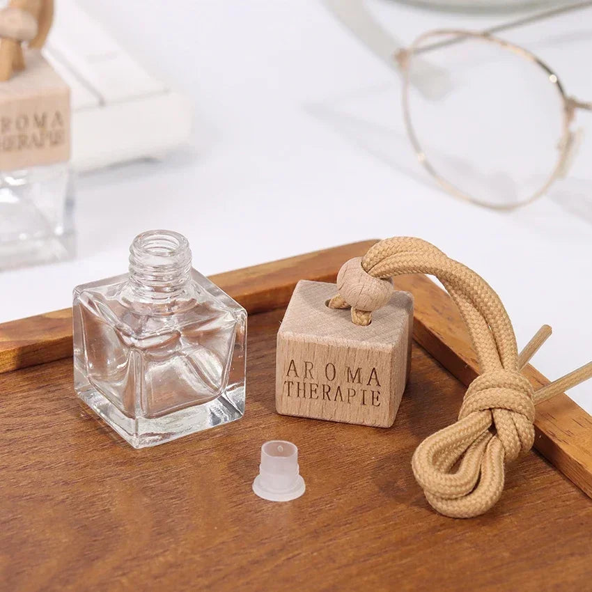 Pack Car Ornament Air Freshener Perfume Square Cap Empty Bottle Scent Essential Oil Diffuser Pendant