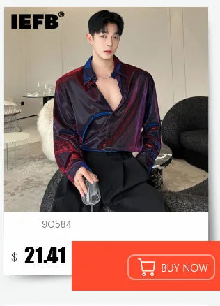 IEFB Spring Summer Men's Shirt Long Sleeve New Irregular Sequin Tassel Shirts Niche Streetwear Korean Style Male Top Tide 9Y7232
