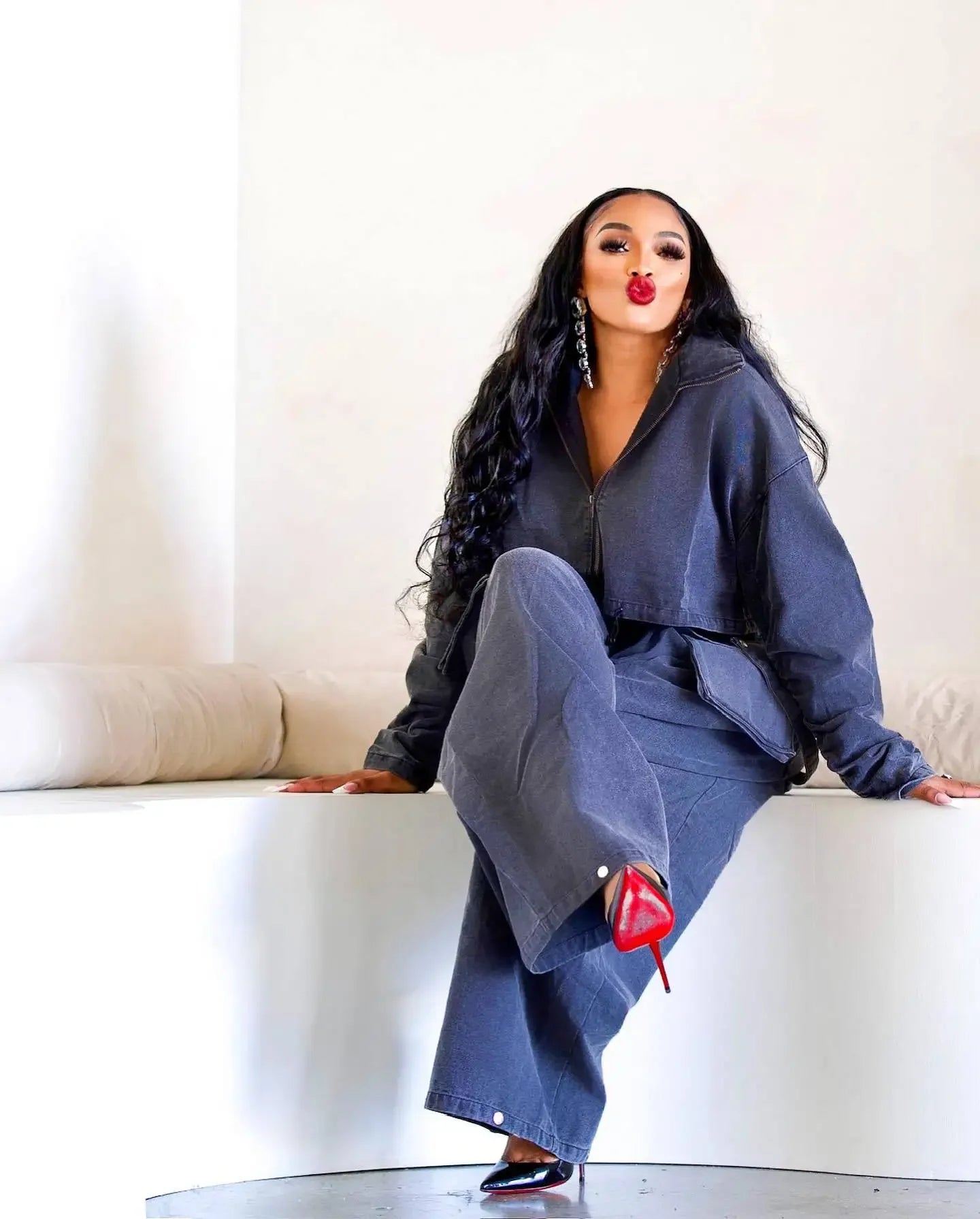 Denim Two Piece Sets Women Coat Jacket Wide Leg Pants Jeans Suits Matching Sets Trousers Outfits 2025 Y2k Streetwear Party