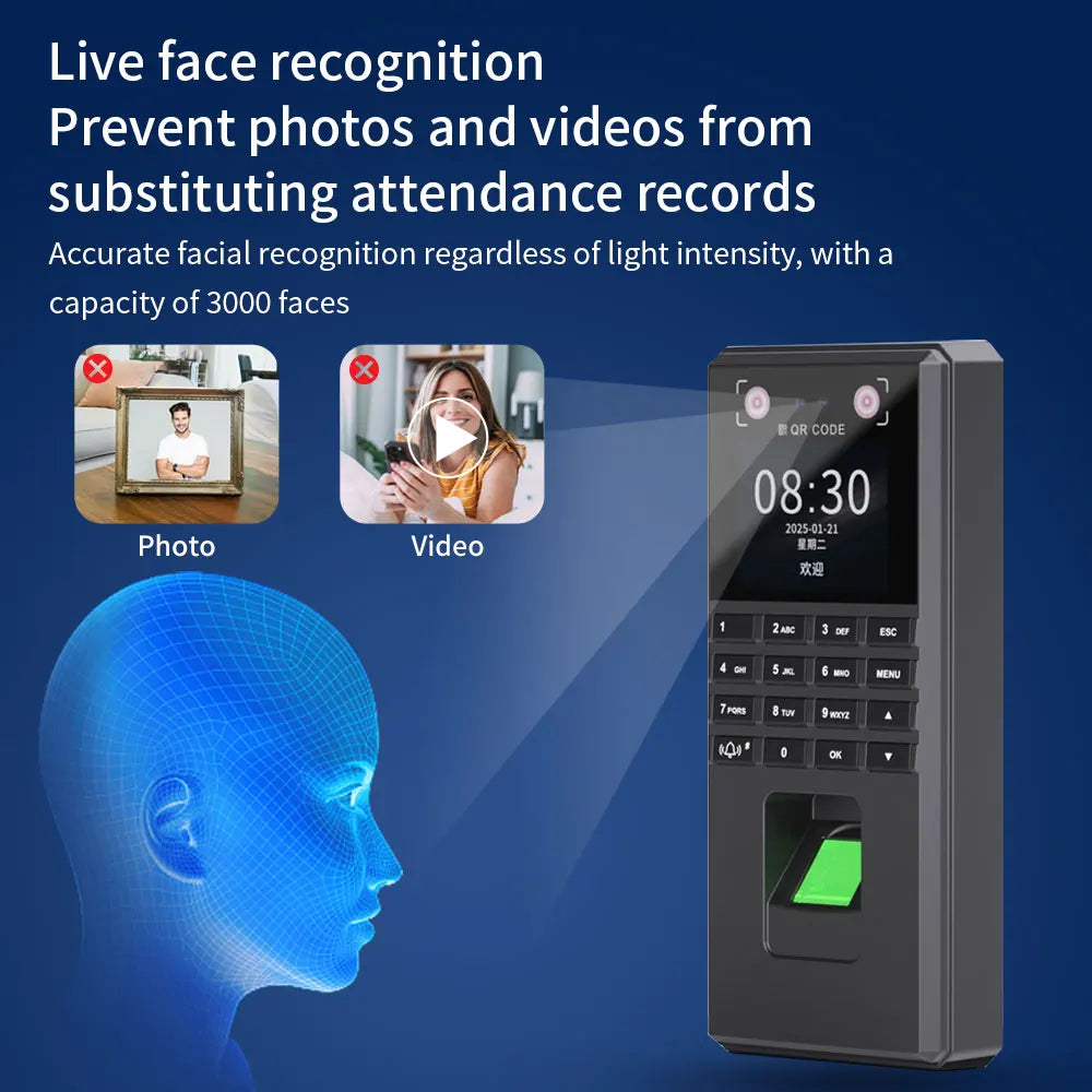 Palm Vein Face Recognition Access Control System Employee Attendance Machine Fingerprint Unlocking RFID Card