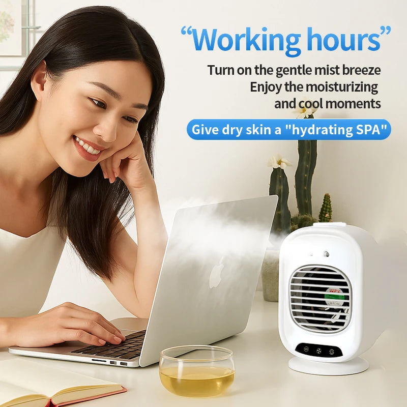 2026 New Portable Home Mini Air Conditioner Fan Spray Cooling Humidifier Desktop Mobile Cold Wind Machine