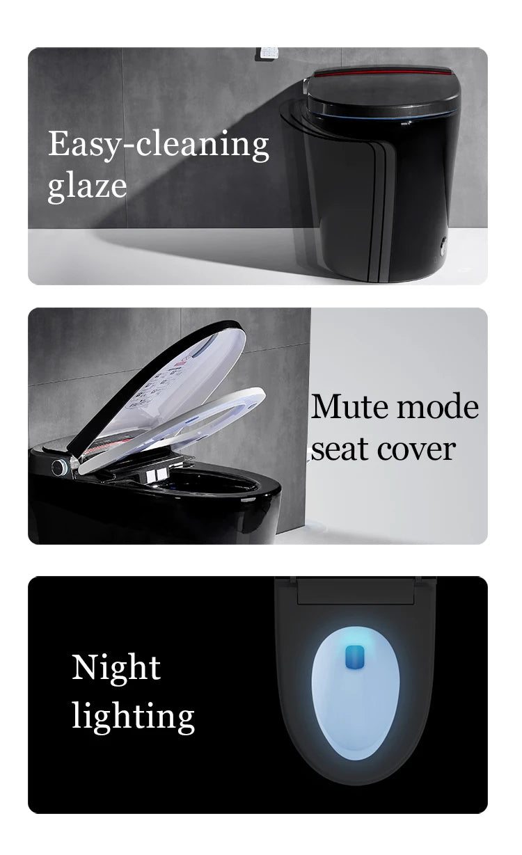 110V Modern Home Hotel Sanitary Ware Electric Closestool Smart Toilet Bowl Bidet Automatic Black Bathroom Toilet
