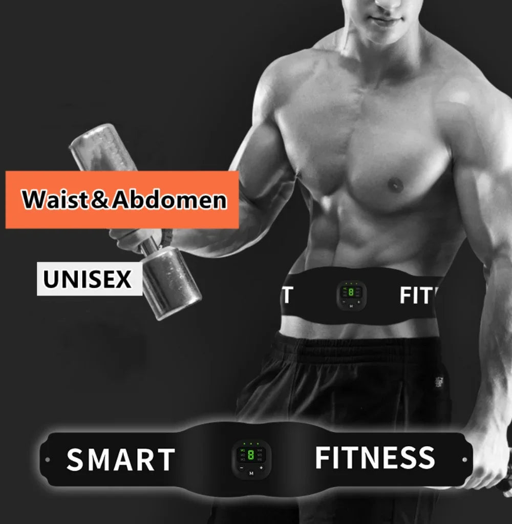 Abs Trainer Belt EMS Abdominal Muscle Stimulator Electric Toning Belts USB Waist Belly Weight Loss Home Gym Fitness Massager
