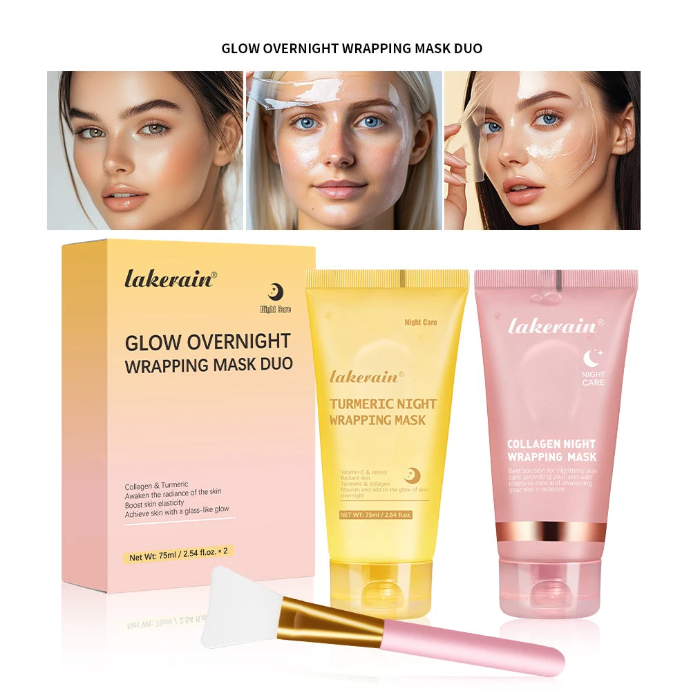 Korean Turmeric Collagen Bio Pack Night Mask Peel Off Sleeping Mask Anti-Aging Lifting Moisturizing Deep Repair Facial Skin Care