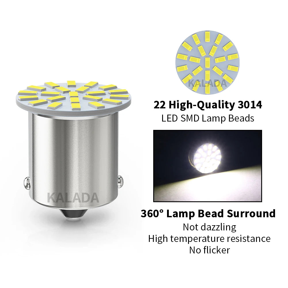 10pcs 24V LED Car Light 1156 BA15S 1157 BAY15D Lighting 22*3014SMD For Truck BUS DRL Daytime Running Bulb Tail Signal Lamp White