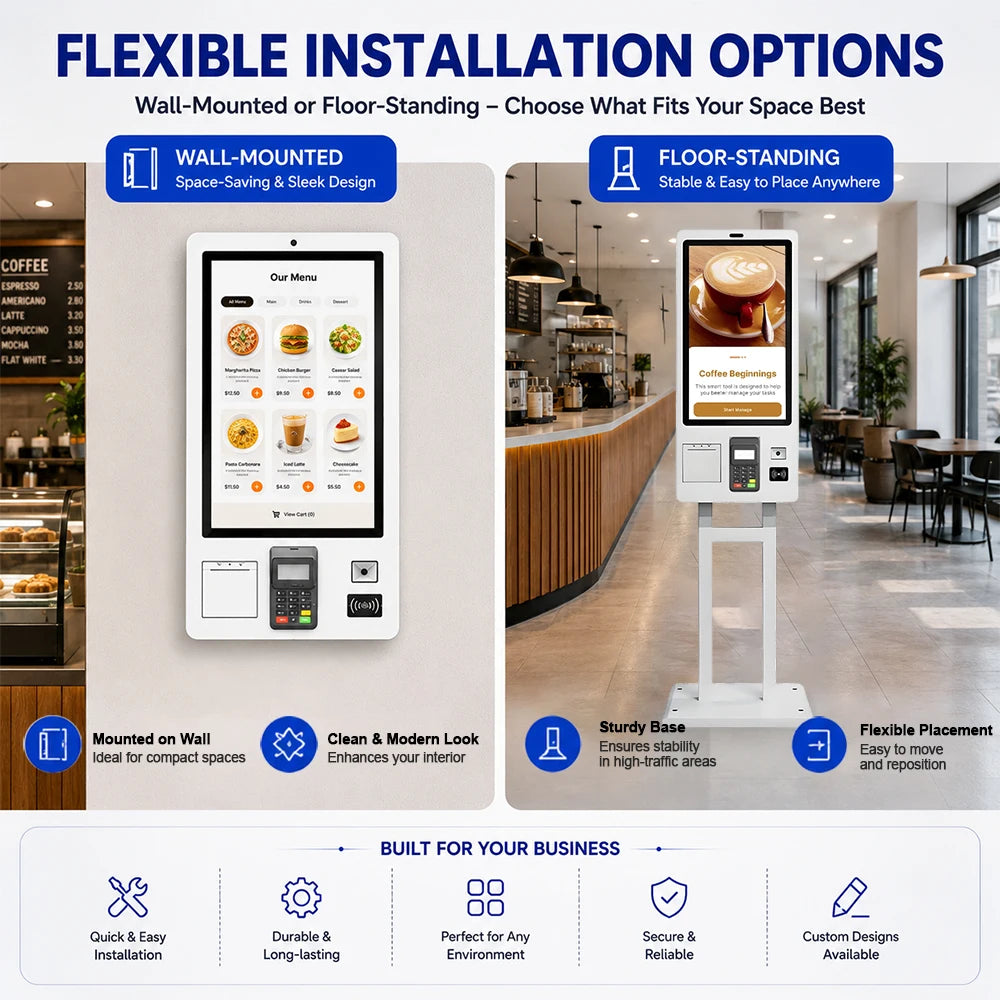 Card Reader Self-Service Restaurant Kiosk Digital Ordering Kiosk Fast Food Payment Kiosk With Camera and 80mm Printer