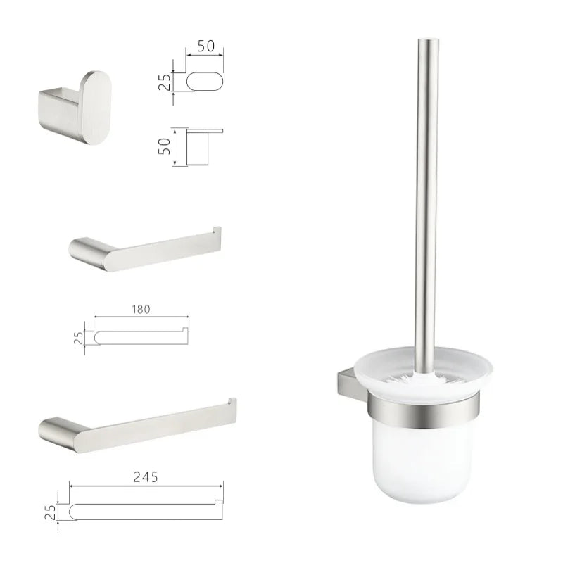 Bathroom Hardware Set Stainless Steel Bathroom Accessories Set Wall Mounted Towel Bar Towel Ring Toilet Paper Roll Holder Set