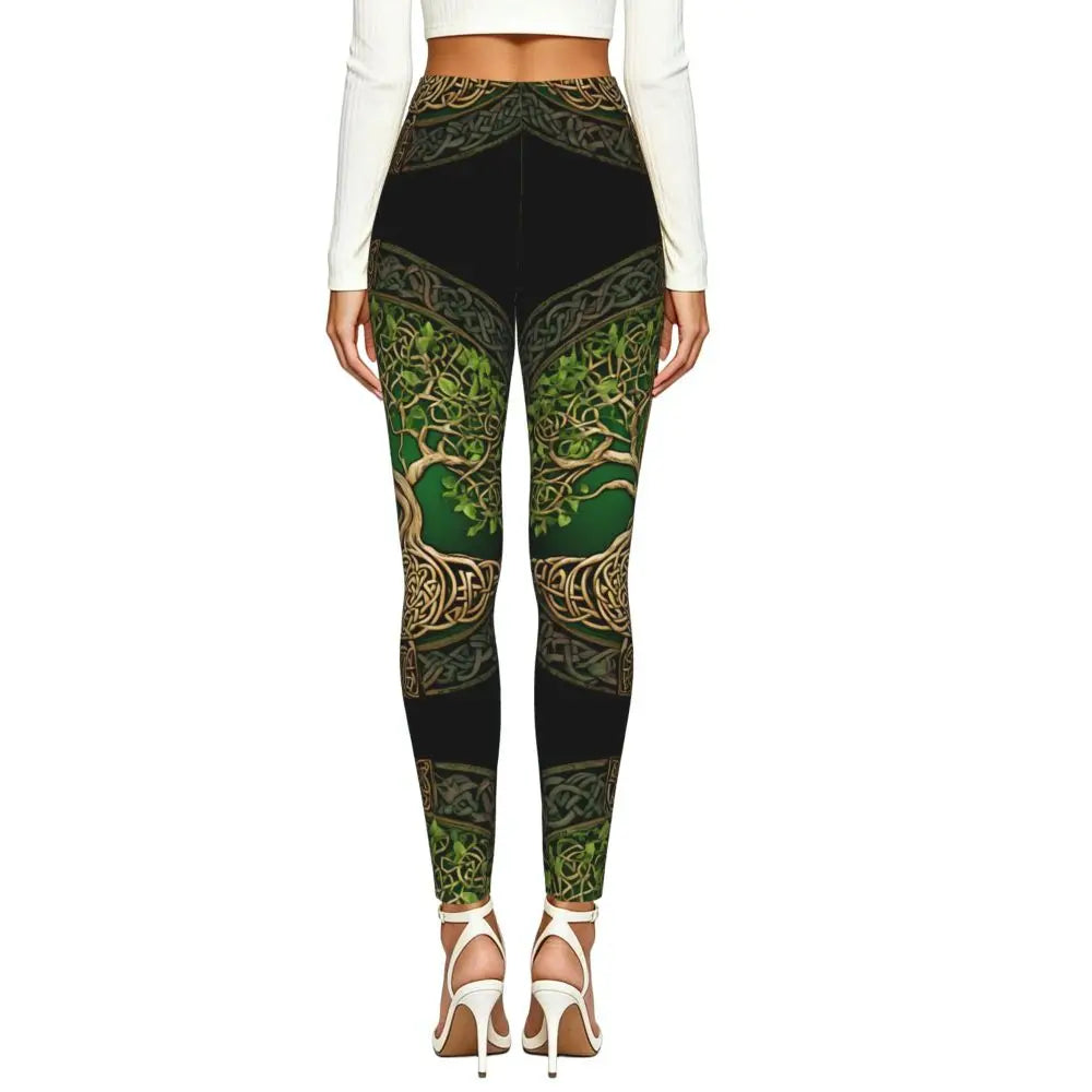 Women Full Length Elastic Leggings High Waist Tight Pants Tree Of Life Casual Bottoms