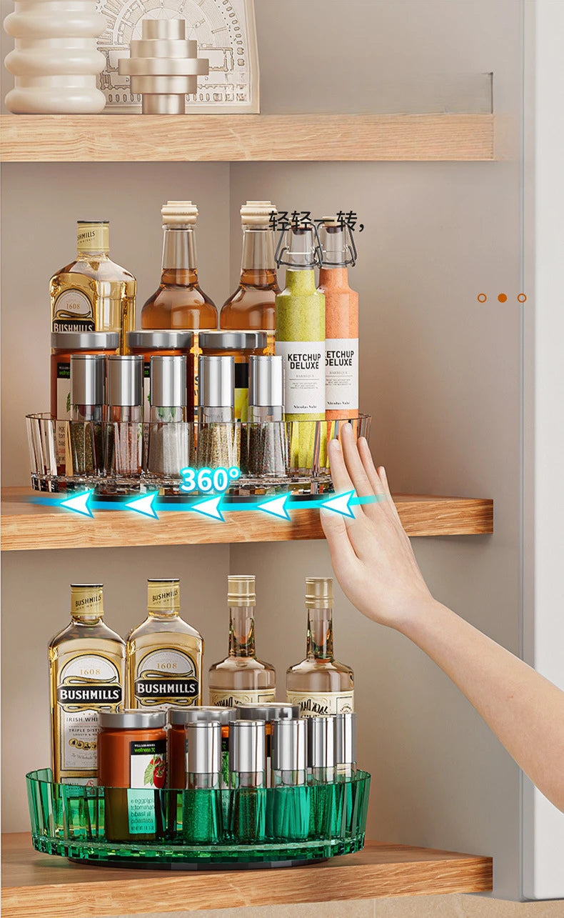 Rotating Kitchen Storage Rack Multi-Functional Desktop Organizer for Cosmetics And Seasonings Entrance Home Organization Box