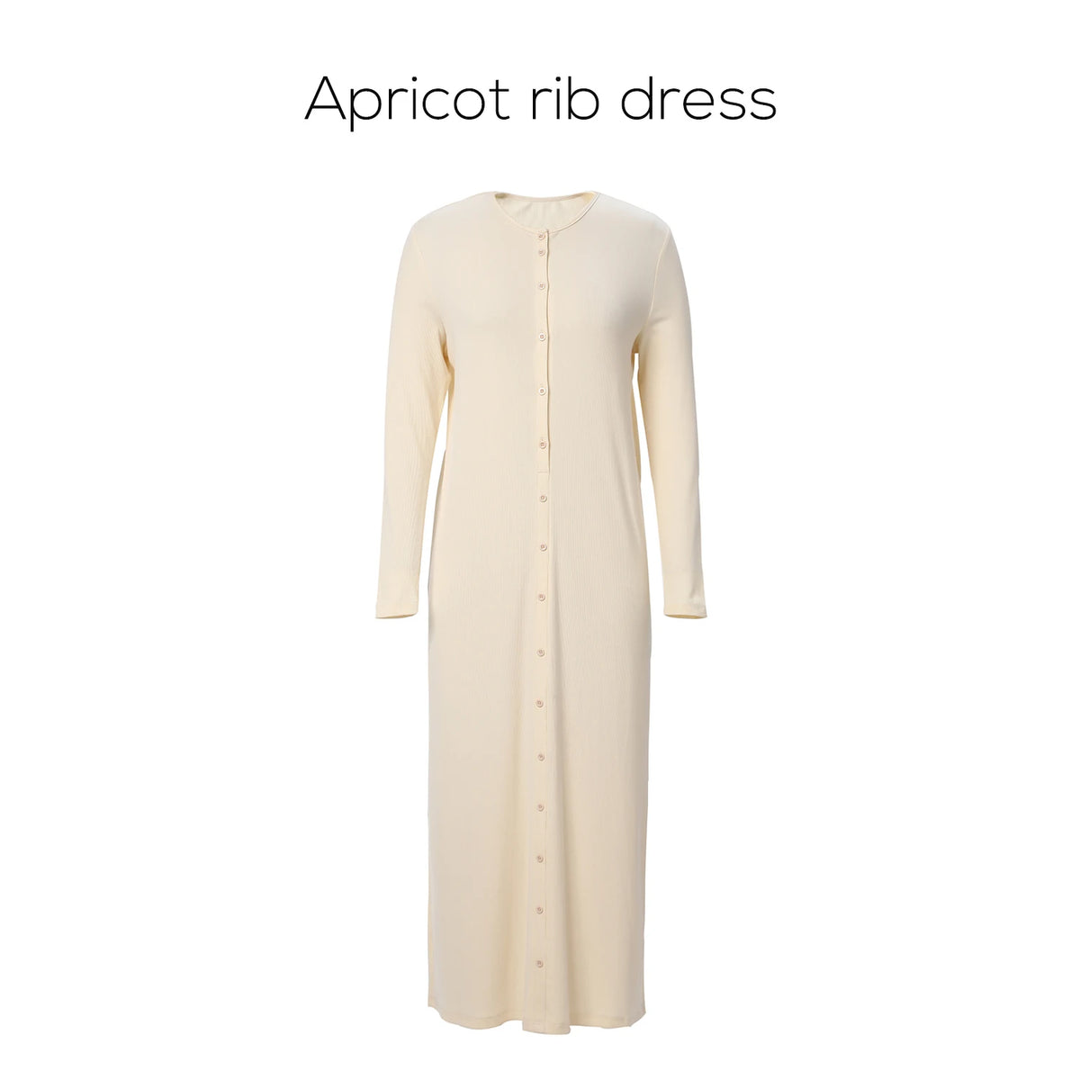 AP SS26 Women Rib Maxi Dress Comfortable Long Sleeve Lady Clothing Elegant