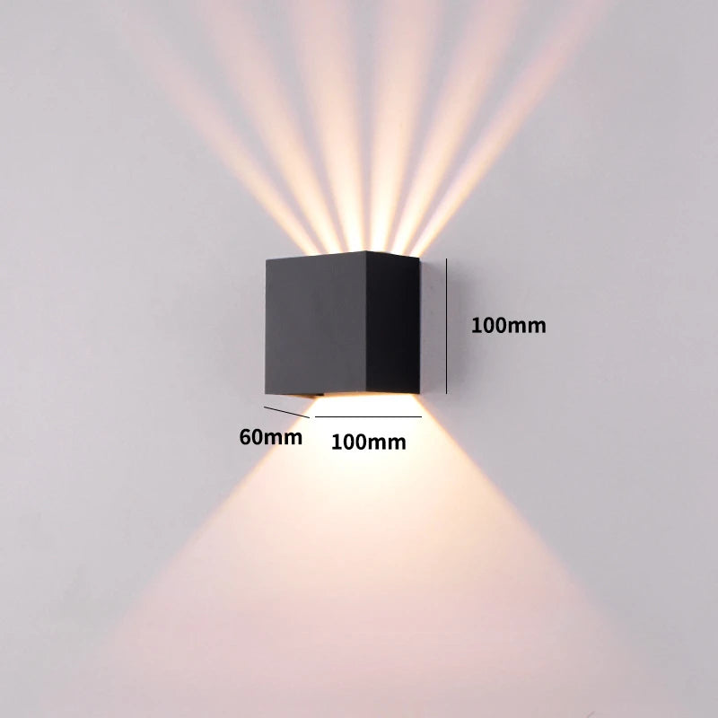 Modern Outdoor Wall Light Decoration Sconces Waterproof Balcony LED Lighting Fixture Black Sqaure Up Down Light Adjustable Angle