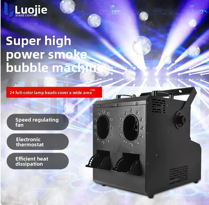 LED Dual Hole Fog Bubble Machine Stage Wedding Bar Large Bubble Blower Prop