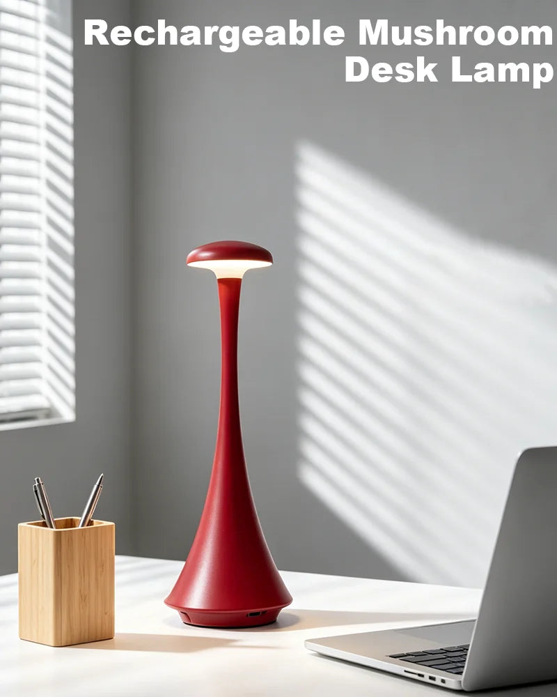 GGbingo Mushroom Table Lamp Rechargeable Wireless Touch Lamp Creative Desk Lamp USB-C Desk Lamp Bedroom Atmosphere Light