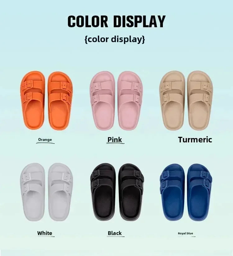 Women Summer Adjustable Sandals Bathroom Home Slippers Outdoor Beach Slides Cloud Casual Soft Flip Flops Non Slip Men Male House