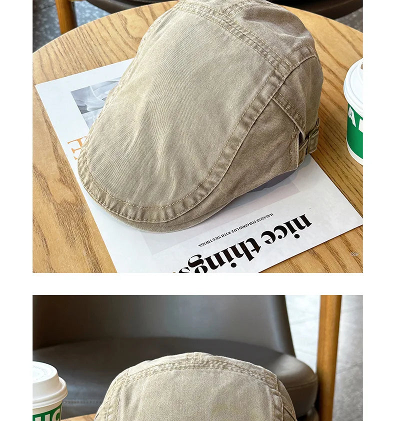 Spring Summer Watered Denim American Casual Retro Beret  Washed Old Street Forward Hat British Painter Newsboy Cap Visor