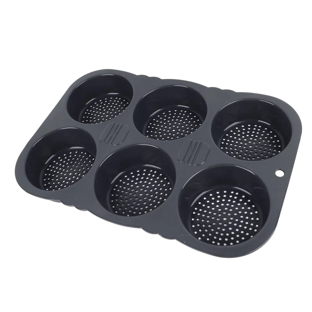 Hamburger Bun Pan Easy To Clean Foldable  Heat Resistance Baking Mould 6 Cavity for Kitchen for Microwaves
