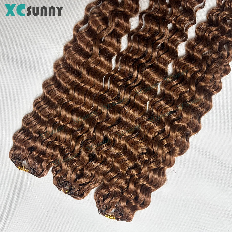 Water Wave Crochet Human Hair Curly Invisible Knotless Crochet Human Hair Extensions With String In The Middle Pre Separated