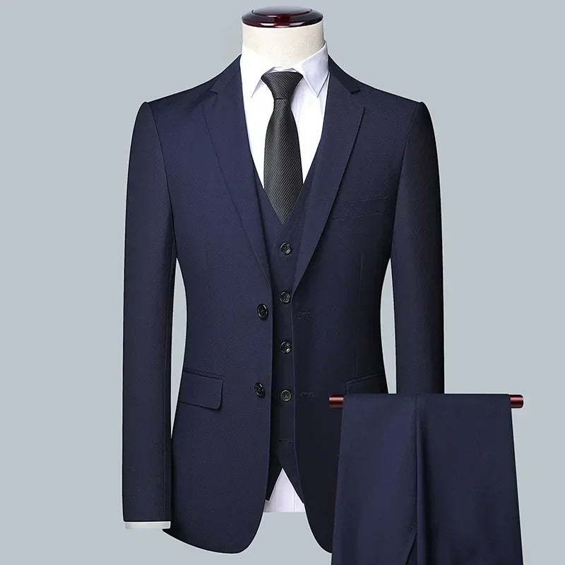 Suit Fashionable Formal Outdoor Gentleman Solid-color Men's Business Wedding Hosting Banquets Casual British Style Fitted Gentle
