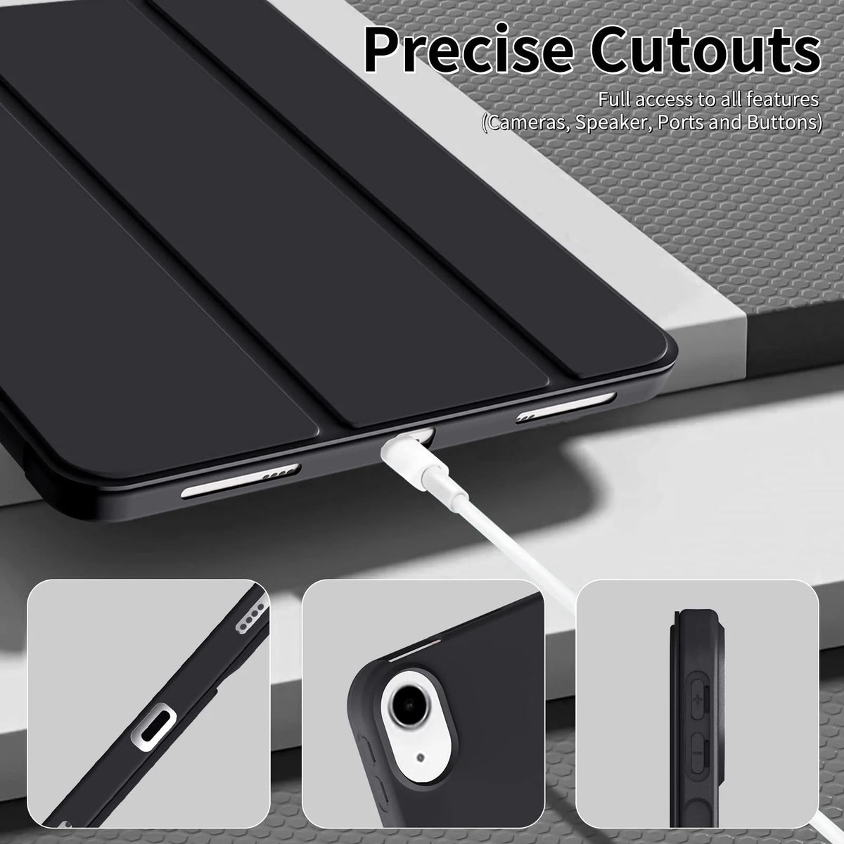 Case for iPad (A16) 11 2025 11th Generation /10th Generation 10.9 2022 Tri-fold Stand Flip Cover with Soft TPU Back Shell