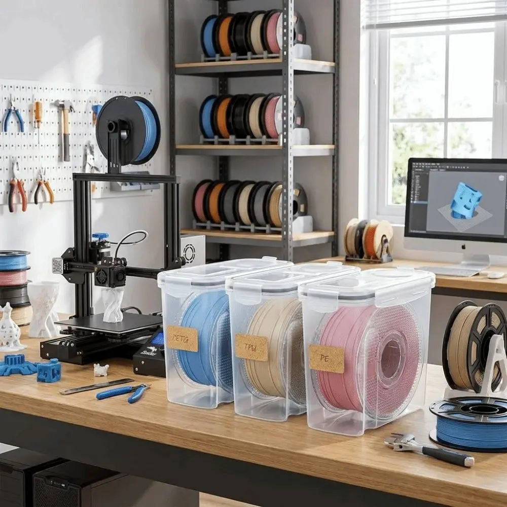 4Pcs Airtight 3D Printing Filament Container Dustproof Clear 3D Printing Filament Storage Box Moisture Proof Filament Dry Box