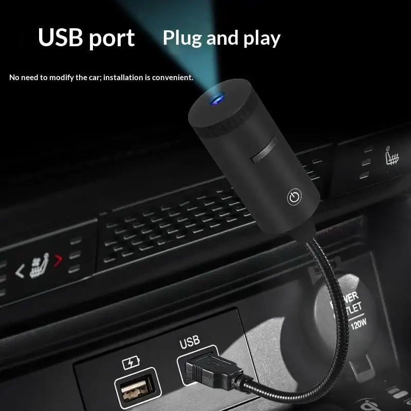 Car Interior Atmosphere Projector Light Plug & Play Adjustable Angle USB LED Star Lamp for Friends Gathering Home Decor