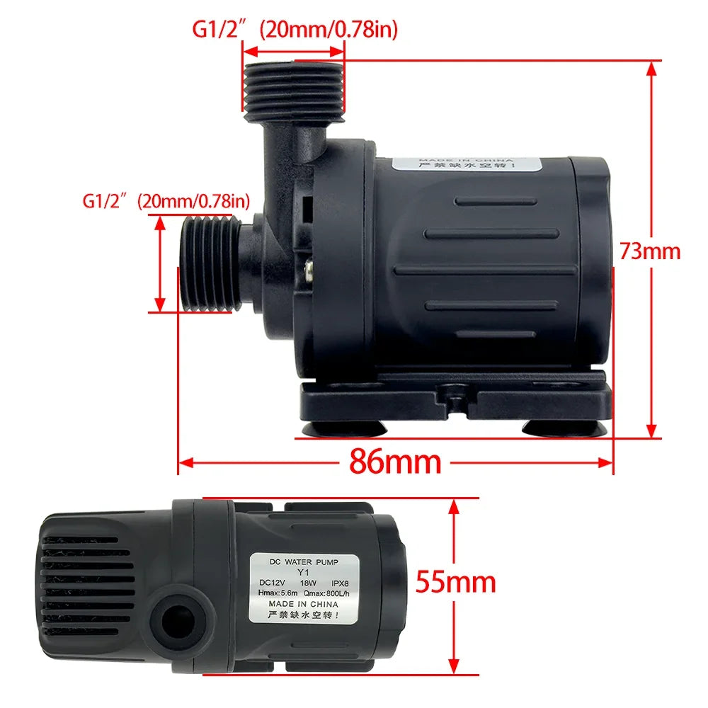 DC12/24V 960L/H Small Brushless Motor Submersible Pump for Fish Tank Circulation, Fish Pond Landscaping, Solar Water Pump