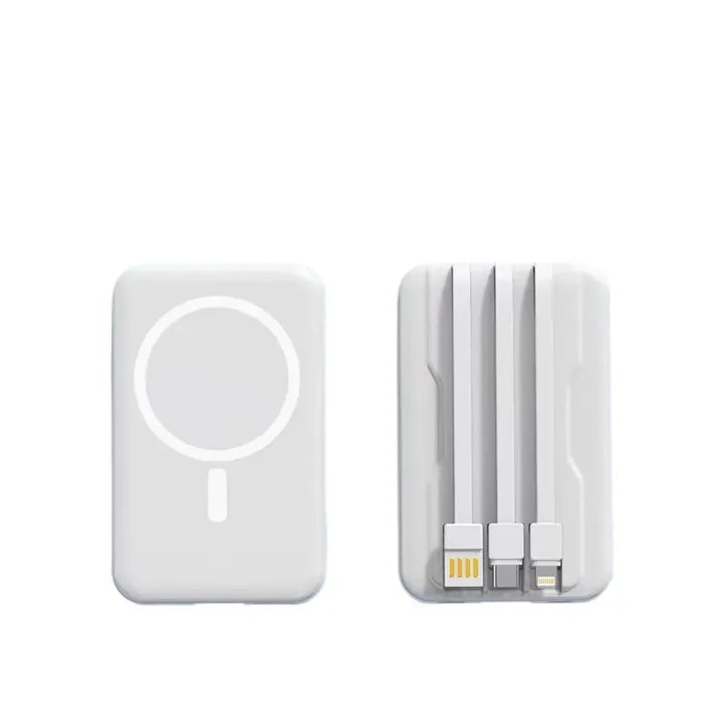 20000mAh 5V Power Bank for Wireless Charging Magnetic Suction Portable Fast Charging Power Bank with Built-in Cable