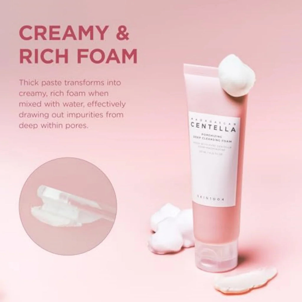 SKIN1004 Poremizing Deep Cleansing Foam Korean Face Cleanser Pink Salt Gentle Exfoliate Soothing Centella Asiatica Face Cleanser